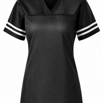 Black Mesh V-Neck Short Sleeve Top