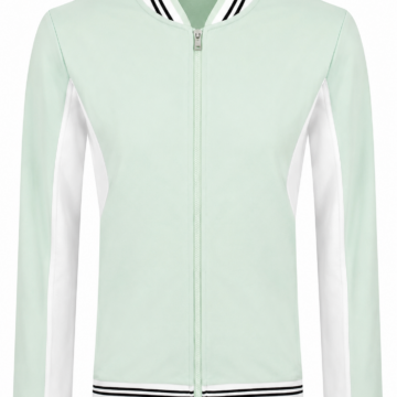 Mint Green and White Color-Blocked Track Jacket