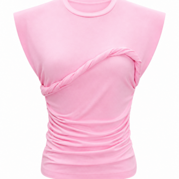 Light Pink Sleeveless Fitted Twisted Front Ruched Top