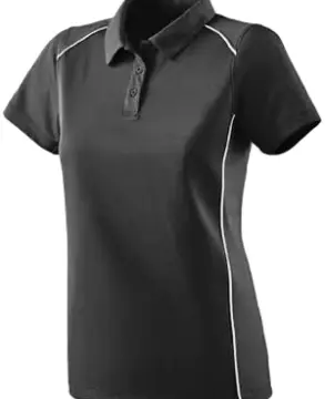 Women's Dark Gray Short Sleeve Polo Shirt with White Piping