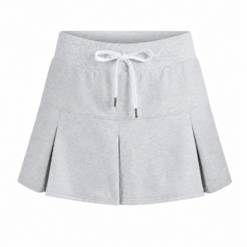 Heather Grey Pleated A-Line Mini Skirt