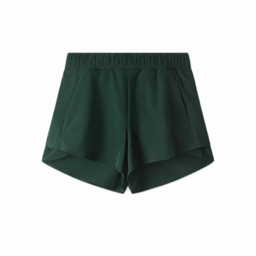 Dark Green Pleated Flutter Hem Shorts
