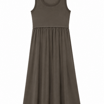 Dark Olive Green Sleeveless Scoop Neck Maxi Dress