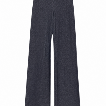 Charcoal Grey High-Waisted Wide-Leg Heathered Trousers