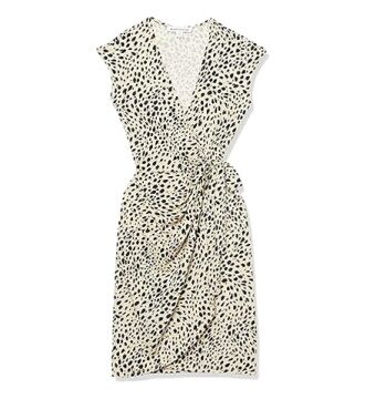 Cream Leopard Print Wrap Dress