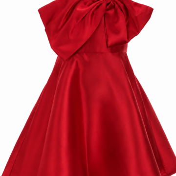 Red Satin A-Line Mini Dress with Bow Detail